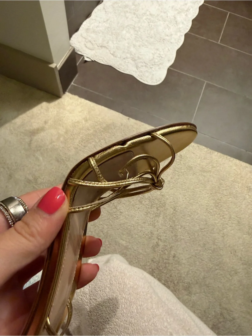 Gianvito Rossi Metallic Gold Lace-Up Stiletto Sandals